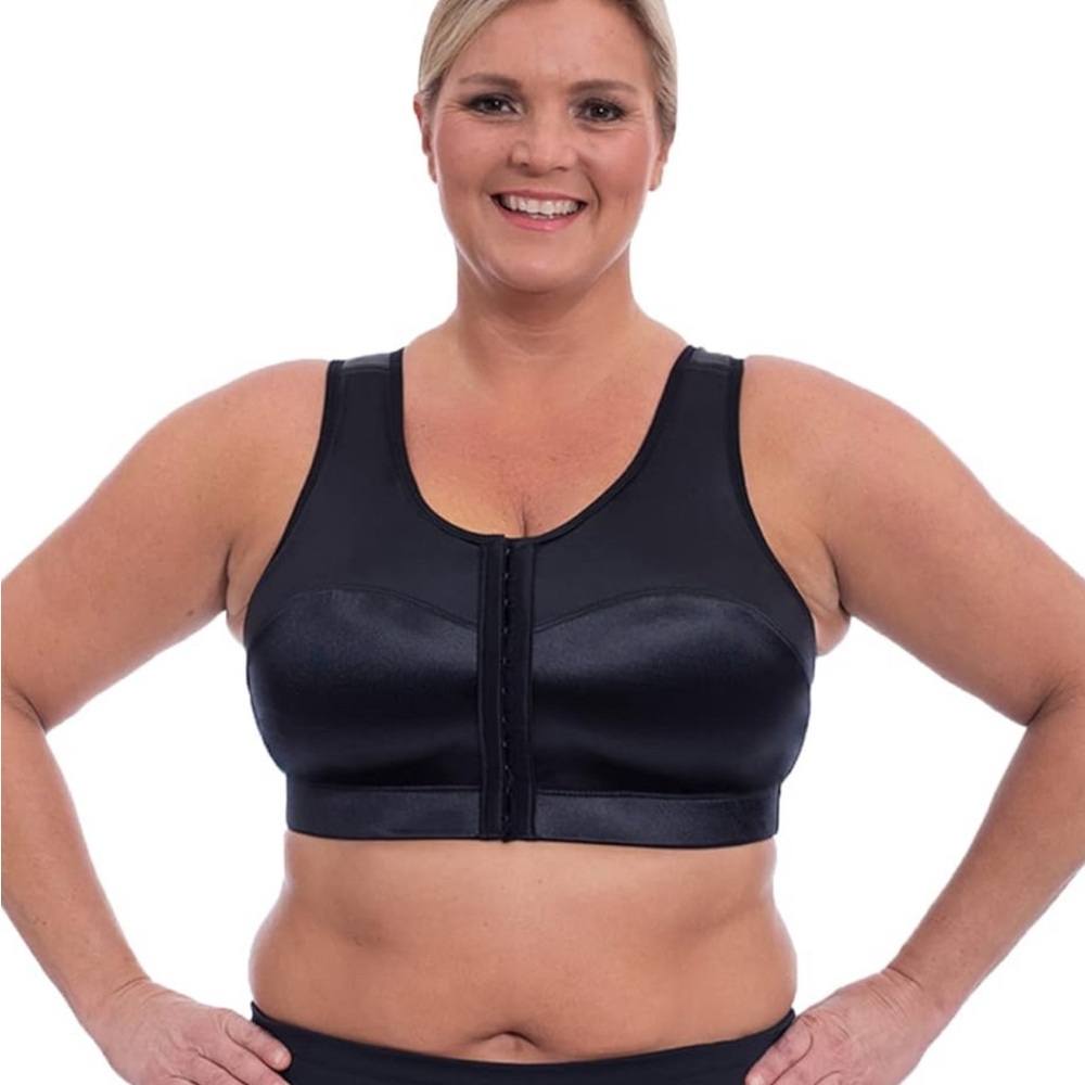 Women's Black Front-Closure Sports Bra
